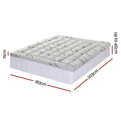 Giselle Bedding King Mattress Topper, 11cm Bamboo Pillowtop 1500GSM