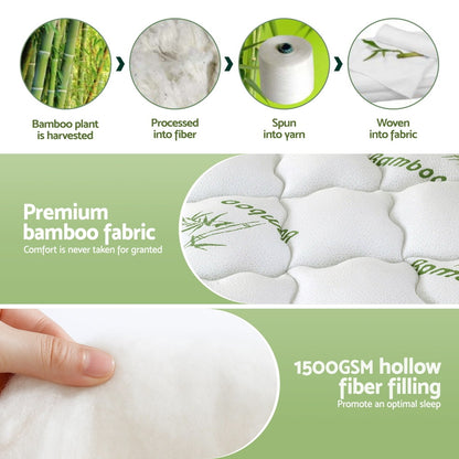 Giselle Bedding King Mattress Topper, 11cm Bamboo Pillowtop 1500GSM