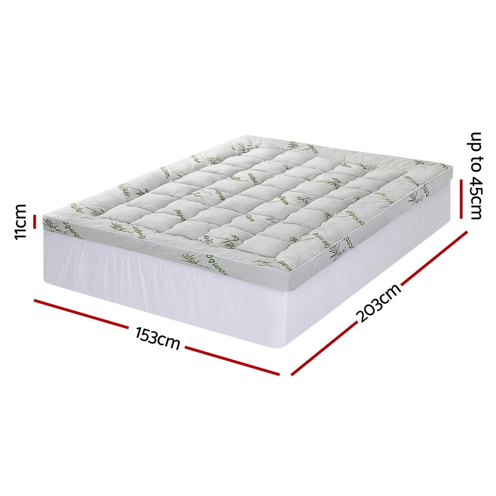 Giselle Bedding Queen Mattress Topper, 11cm Bamboo Pillowtop 1500GSM