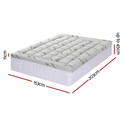 Giselle Bedding Queen Mattress Topper, 11cm Bamboo Pillowtop 1500GSM