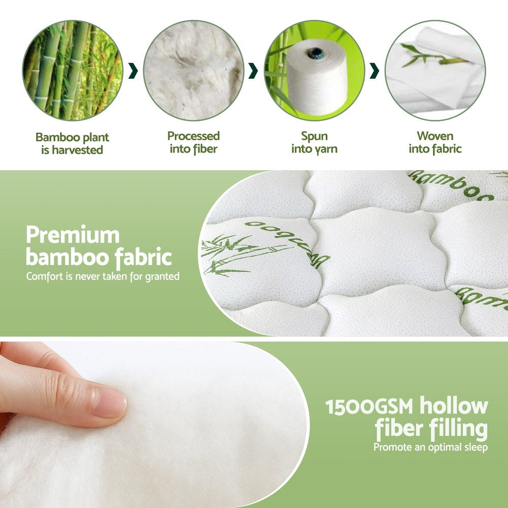 Giselle Bedding Queen Mattress Topper, 11cm Bamboo Pillowtop 1500GSM