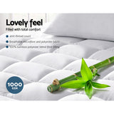 Giselle Bedding King Single Mattress Topper, 5cm Bamboo, 1000GSM