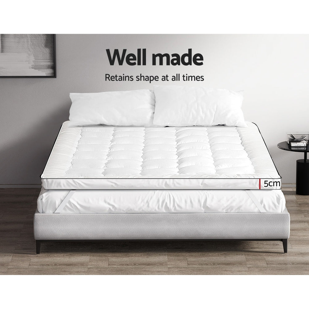 Giselle Bedding Queen Mattress Topper, 5cm Pillowtop 500GSM Microfibre