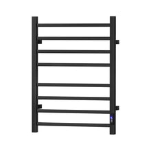 Heated Towel Rail 8 Bar Electric Wall Mount 40-55°C Timer IPX4 105W TUV Black