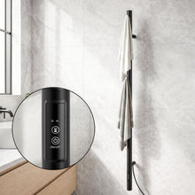 Heated Towel Rail Single Bar Electric Wall Mount 40-55°C Timer IPX4 38W TUV Black