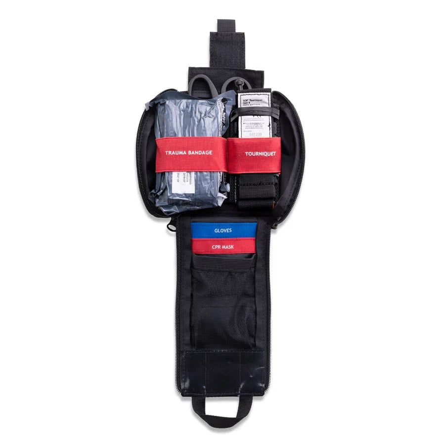 Compact paramedic designed trauma kit weighing 900 g for work sites, vehicles and remote locations