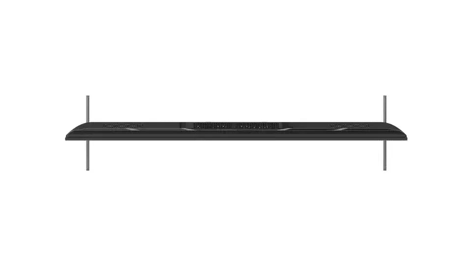 Slim black flat screen TV side view on white background, bargain electronics at Flea Market AU