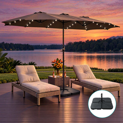 Instahut 4.57m double sided outdoor umbrella in brown with a black coated steel frame