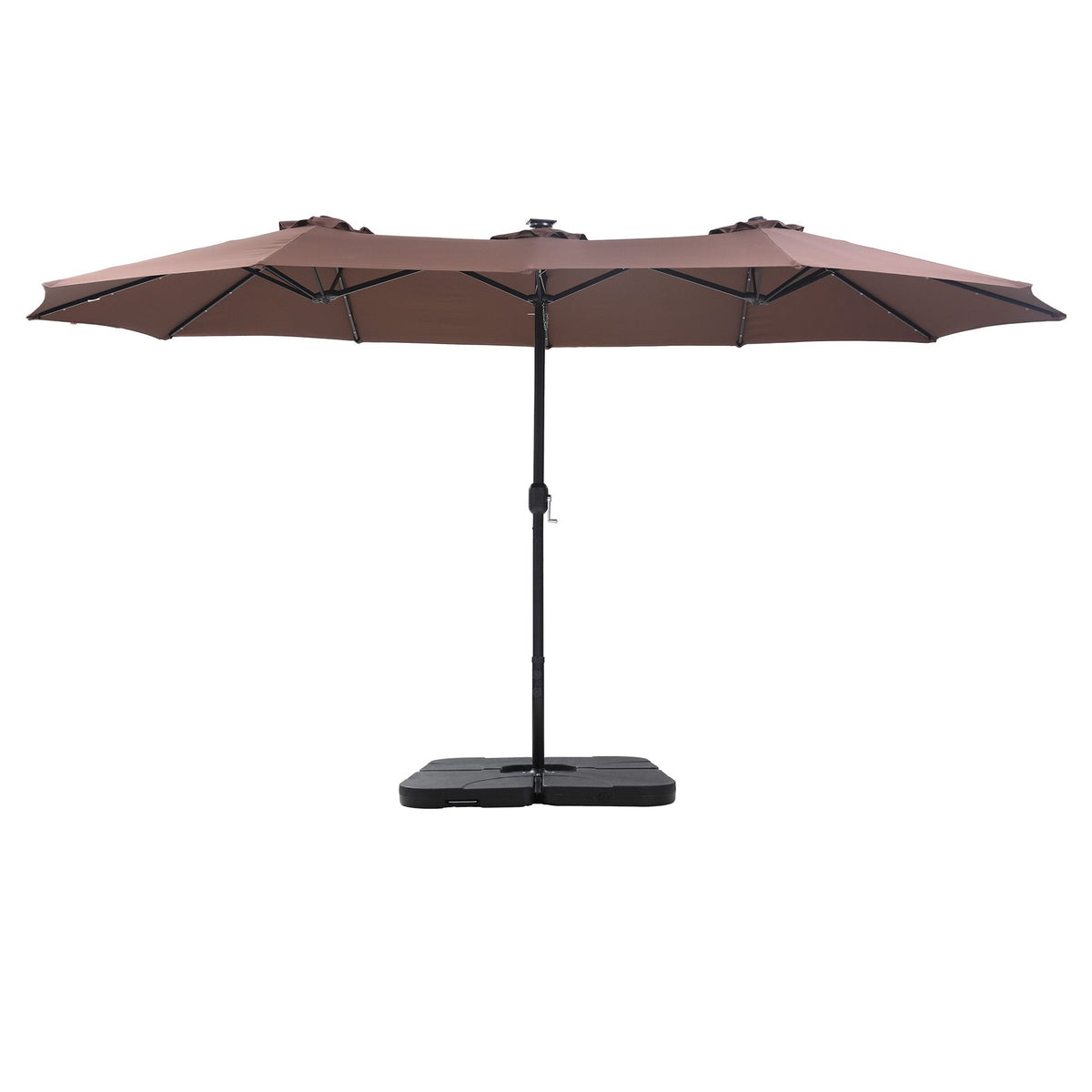 Sturdy 12 steel rib structure of the brown Instahut 4.57m double sided patio umbrella