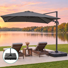 Instahut Roma 3m cantilever outdoor umbrella in charcoal with a black wheeled HDPE base