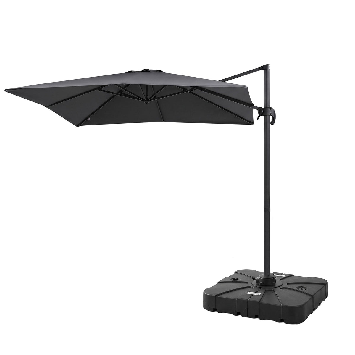Charcoal 250gsm polyester UPF 50+ canopy on a 3m cantilever outdoor umbrella
