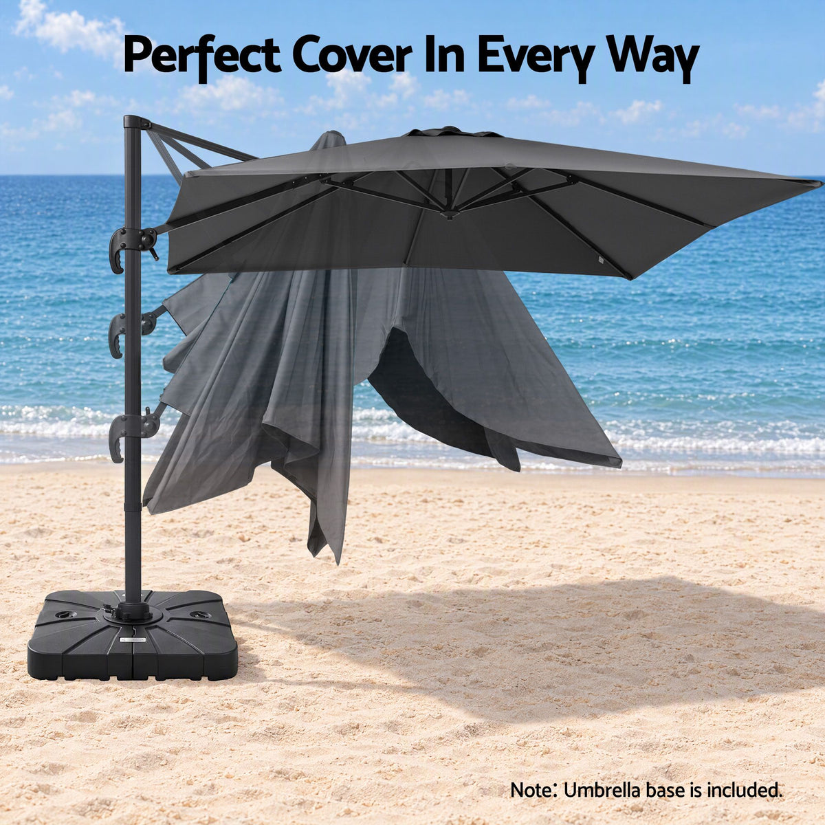 Five position tilt function on the Instahut Roma 3m charcoal cantilever umbrella