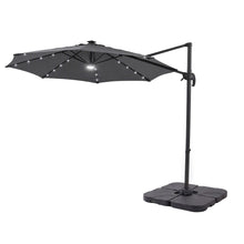 Charcoal 180gsm water repellent polyester canopy on a 3m cantilever umbrella with 8 steel ribs