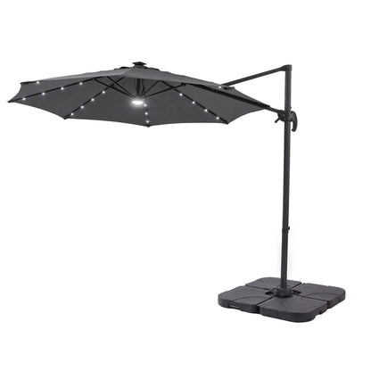 Charcoal 180gsm water repellent polyester canopy on a 3m cantilever umbrella with 8 steel ribs