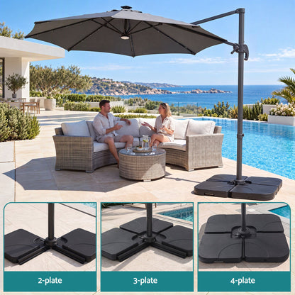 1800mAh solar battery on the Instahut 3m charcoal canopy cantilever outdoor umbrella