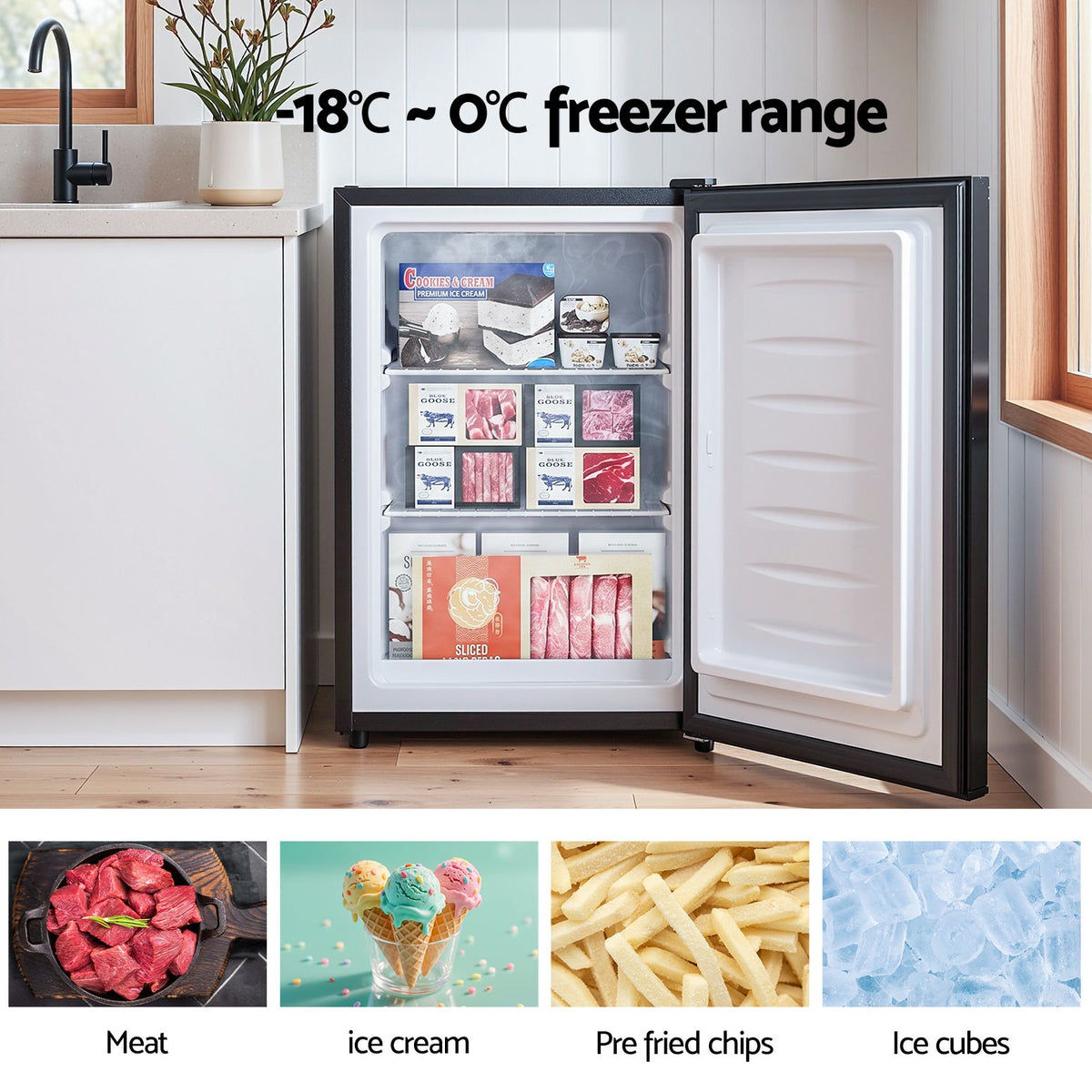 Devanti 42L Upright Freezer - Black - view 4