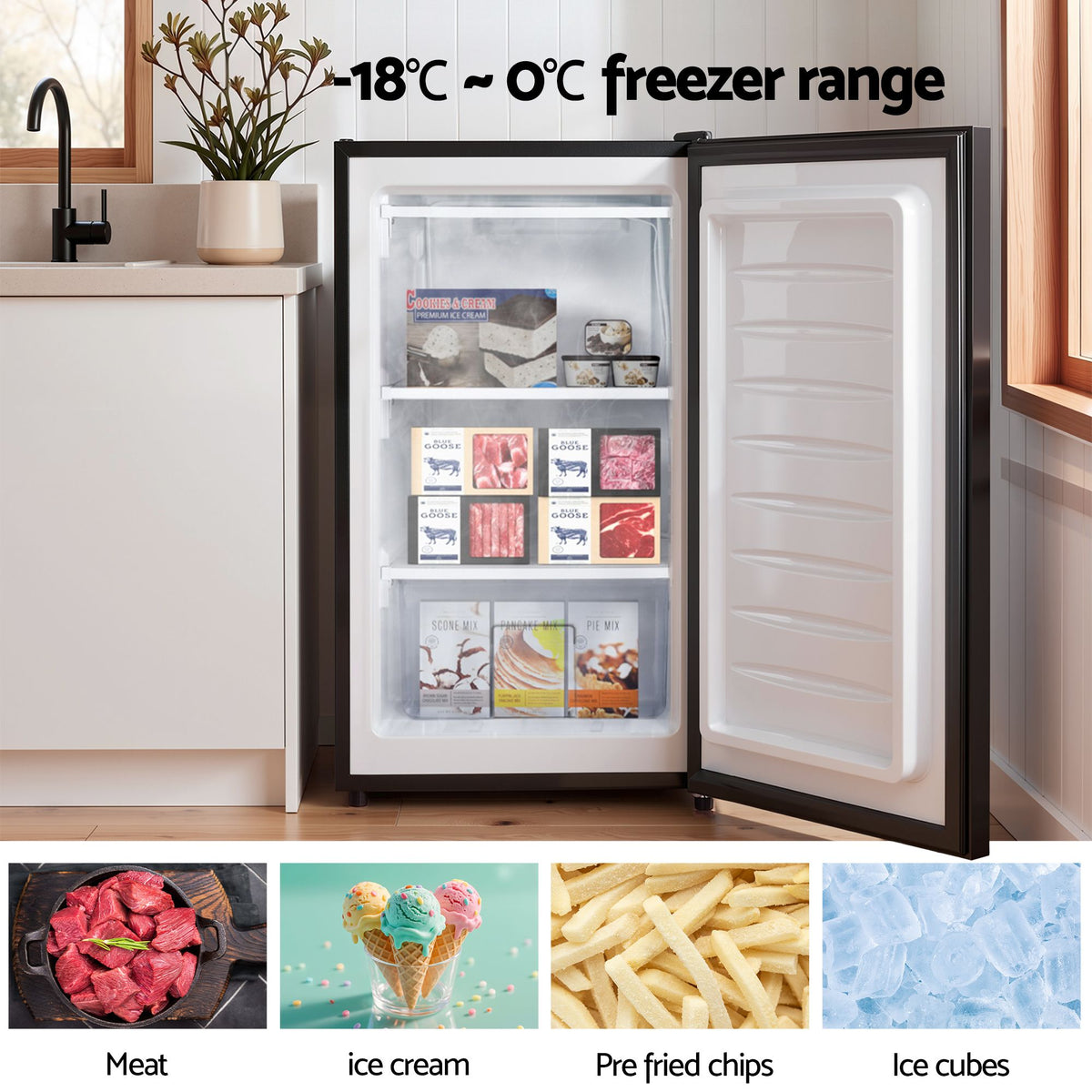 Devanti 81L Upright Freezer - Black - view 4