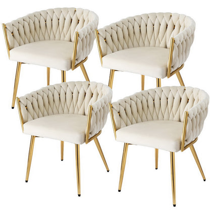 Artiss Dining Chairs Set of 4 Velvet Armchair Beige