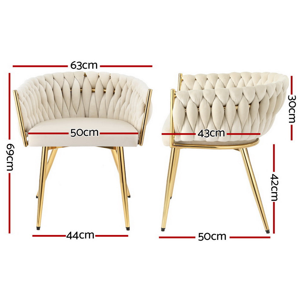 Artiss Dining Chairs Set of 4 Velvet Armchair Beige