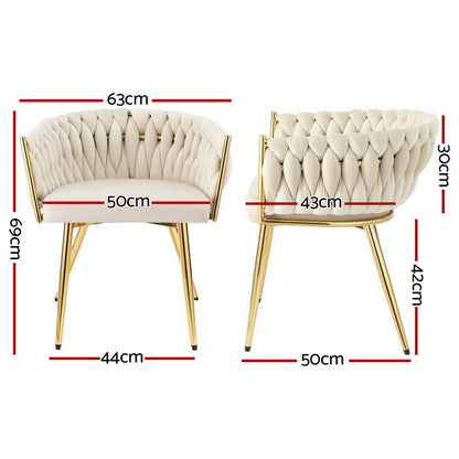Artiss Dining Chairs Set of 4 Velvet Armchair Beige