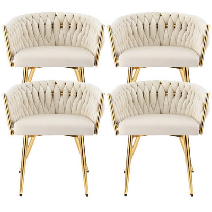 Artiss Dining Chairs Set of 4 Velvet Armchair Beige