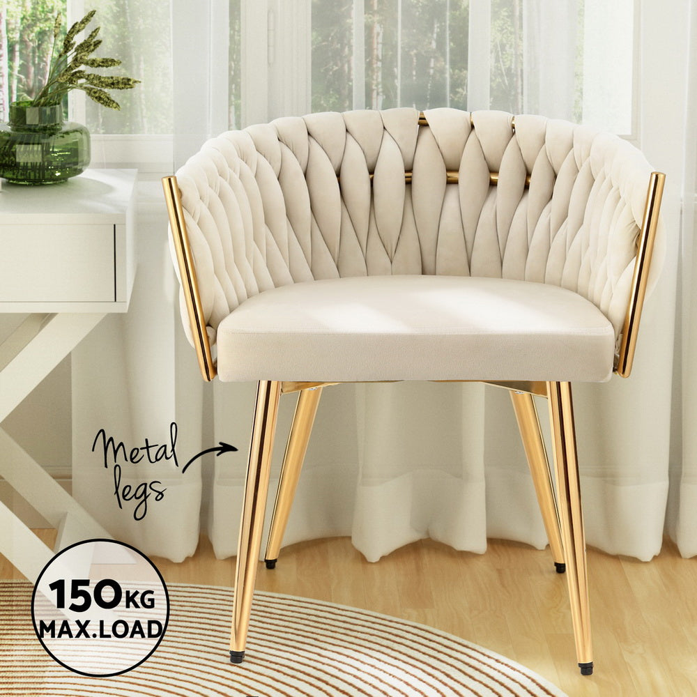 Artiss Dining Chairs Set of 4 Velvet Armchair Beige