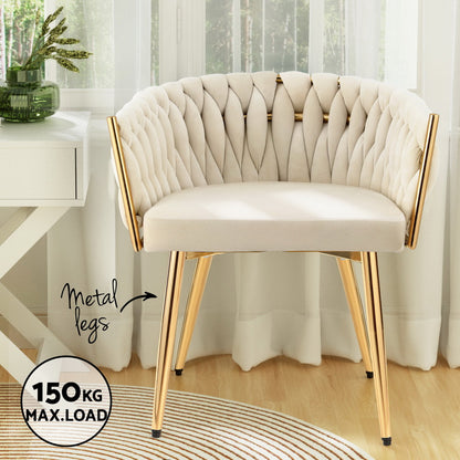 Artiss Dining Chairs Set of 4 Velvet Armchair Beige