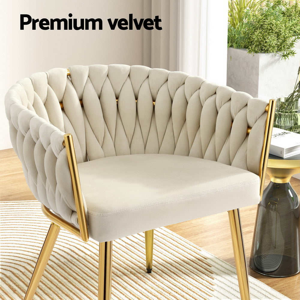 Artiss Dining Chairs Set of 4 Velvet Armchair Beige
