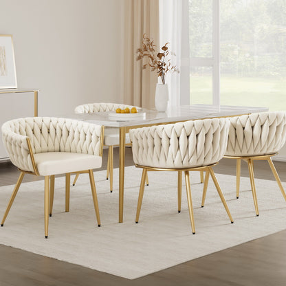 Artiss Dining Chairs Set of 4 Velvet Armchair Beige