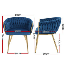 Artiss Dining Chairs Set of 4 Velvet Armchair Blue