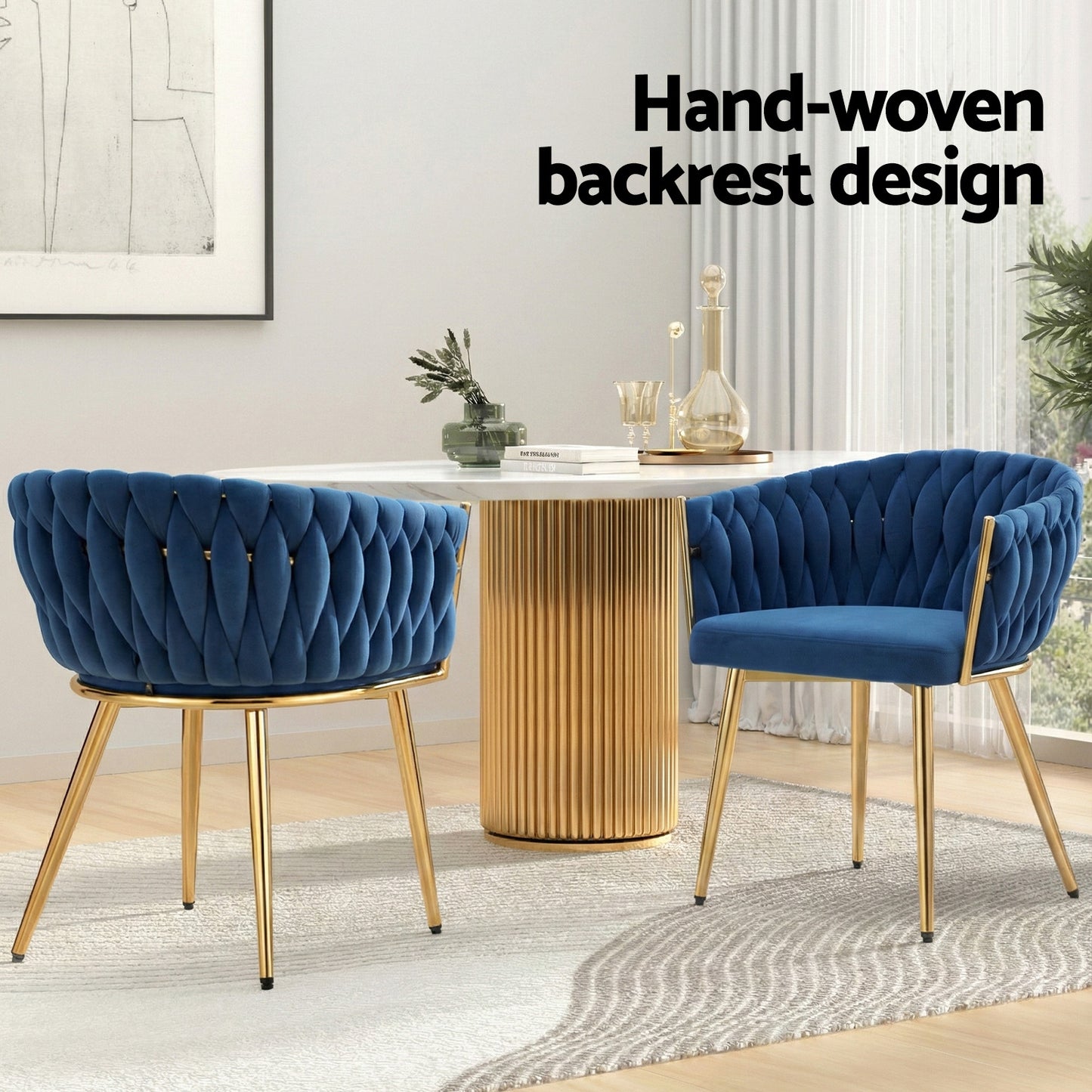 Artiss Dining Chairs Set of 4 Velvet Armchair Blue