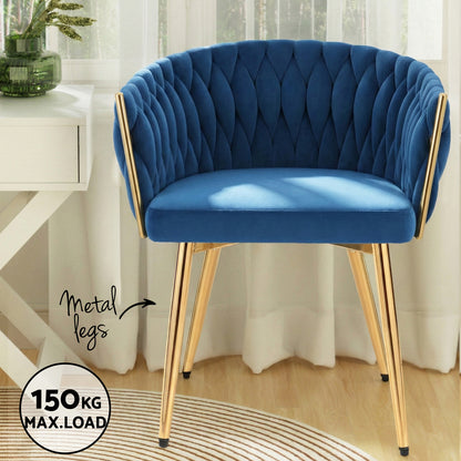 Artiss Dining Chairs Set of 4 Velvet Armchair Blue