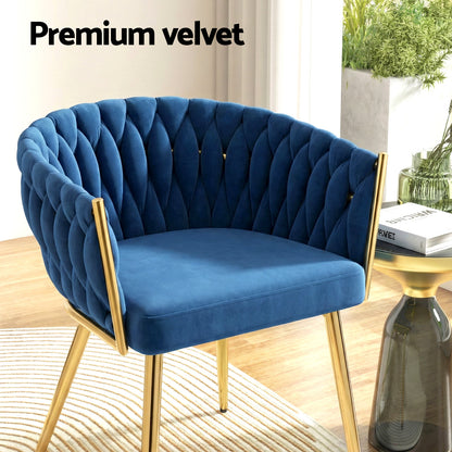Artiss Dining Chairs Set of 4 Velvet Armchair Blue