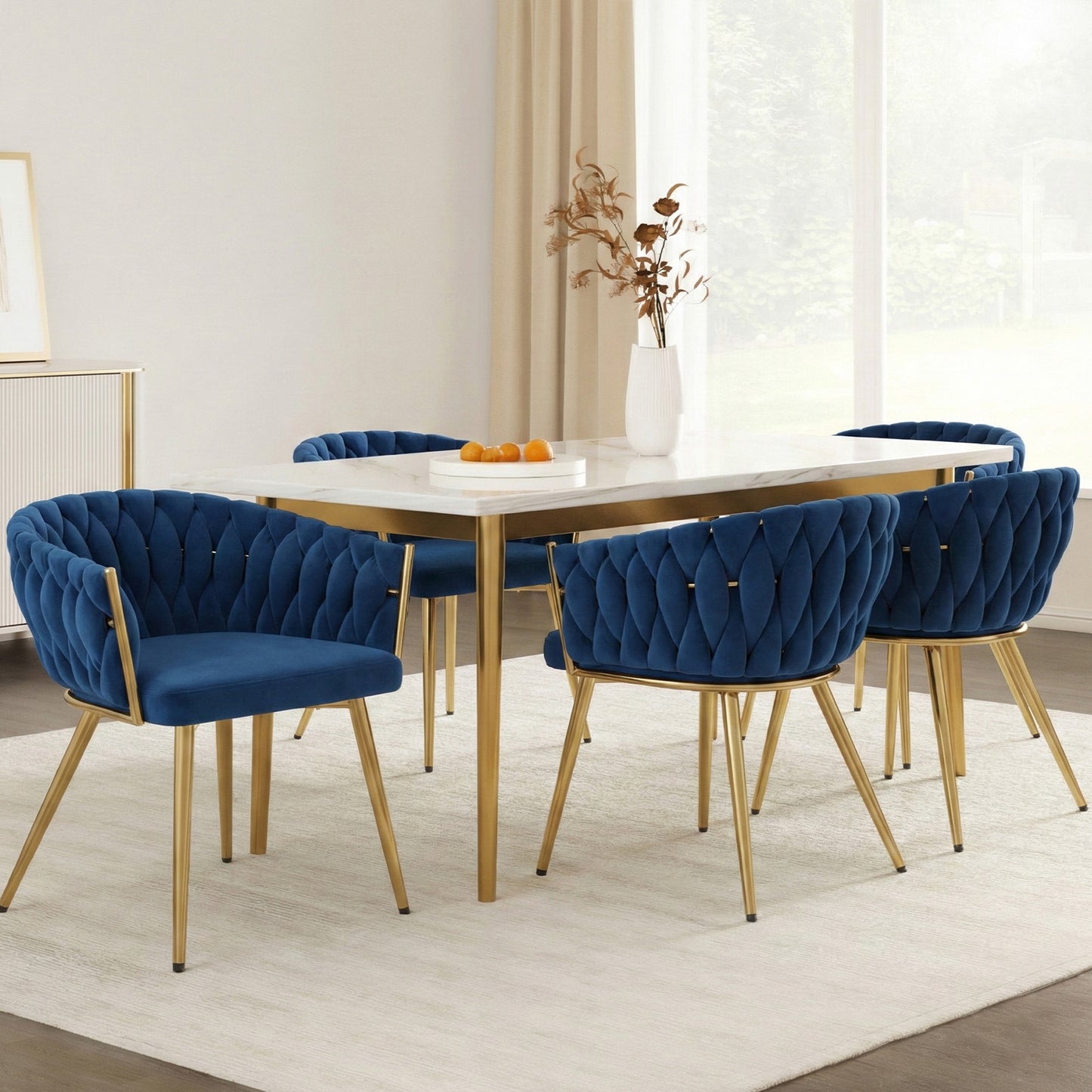 Artiss Dining Chairs Set of 4 Velvet Armchair Blue