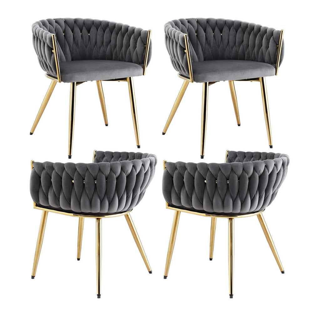 Artiss Dining Chairs Set of 4 Velvet Armchair Grey