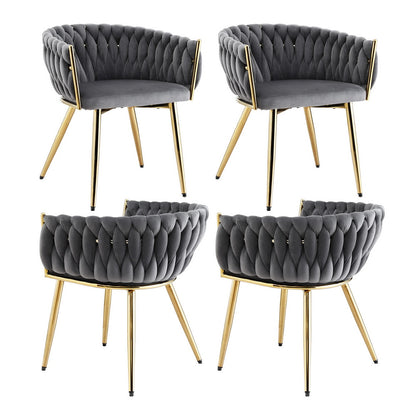 Artiss Dining Chairs Set of 4 Velvet Armchair Grey