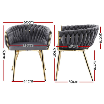 Artiss Dining Chairs Set of 4 Velvet Armchair Grey