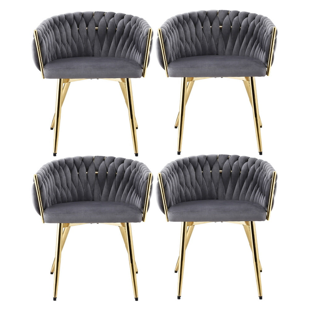 Artiss Dining Chairs Set of 4 Velvet Armchair Grey