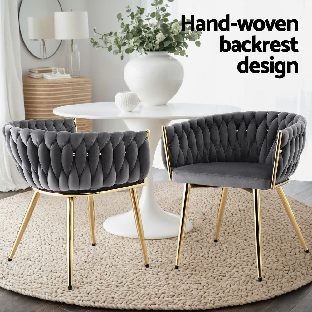 Artiss Dining Chairs Set of 4 Velvet Armchair Grey