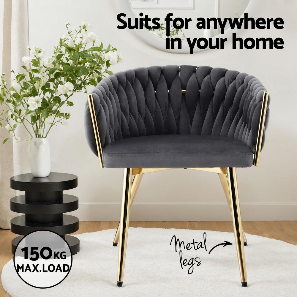 Artiss Dining Chairs Set of 4 Velvet Armchair Grey