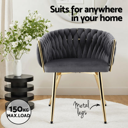 Artiss Dining Chairs Set of 4 Velvet Armchair Grey