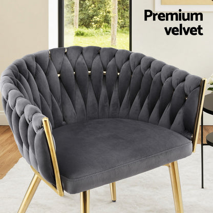 Artiss Dining Chairs Set of 4 Velvet Armchair Grey