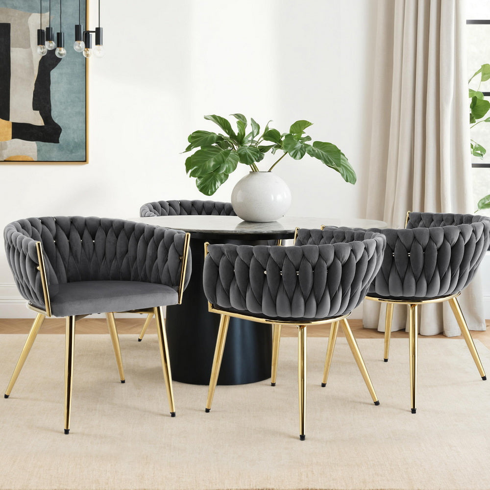 Artiss Dining Chairs Set of 4 Velvet Armchair Grey