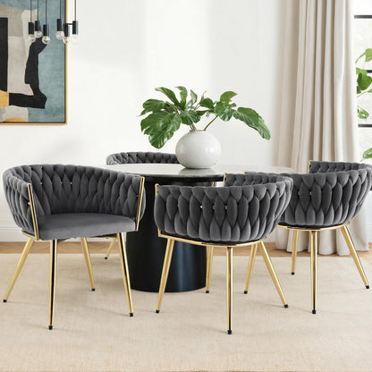 Artiss Dining Chairs Set of 4 Velvet Armchair Grey