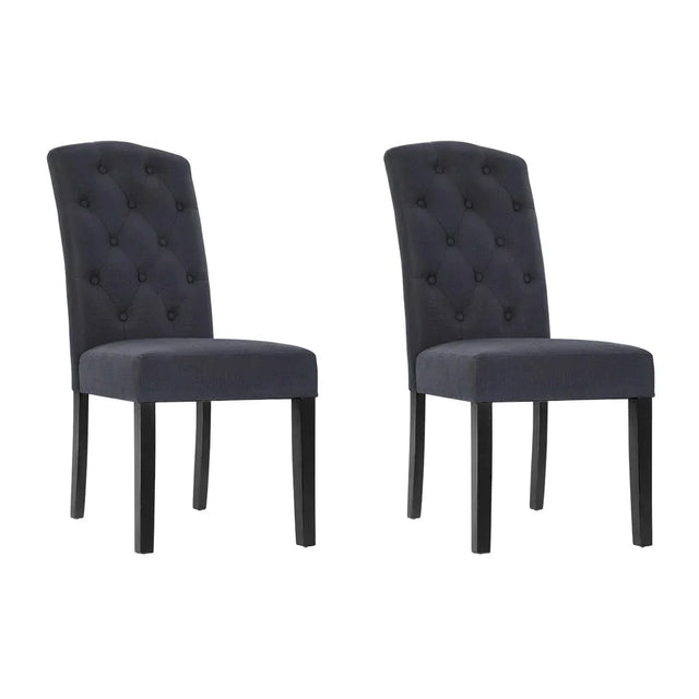 Dining Chairs Set of 2 Linen Parsons Chair Dark Grey - Flea Market