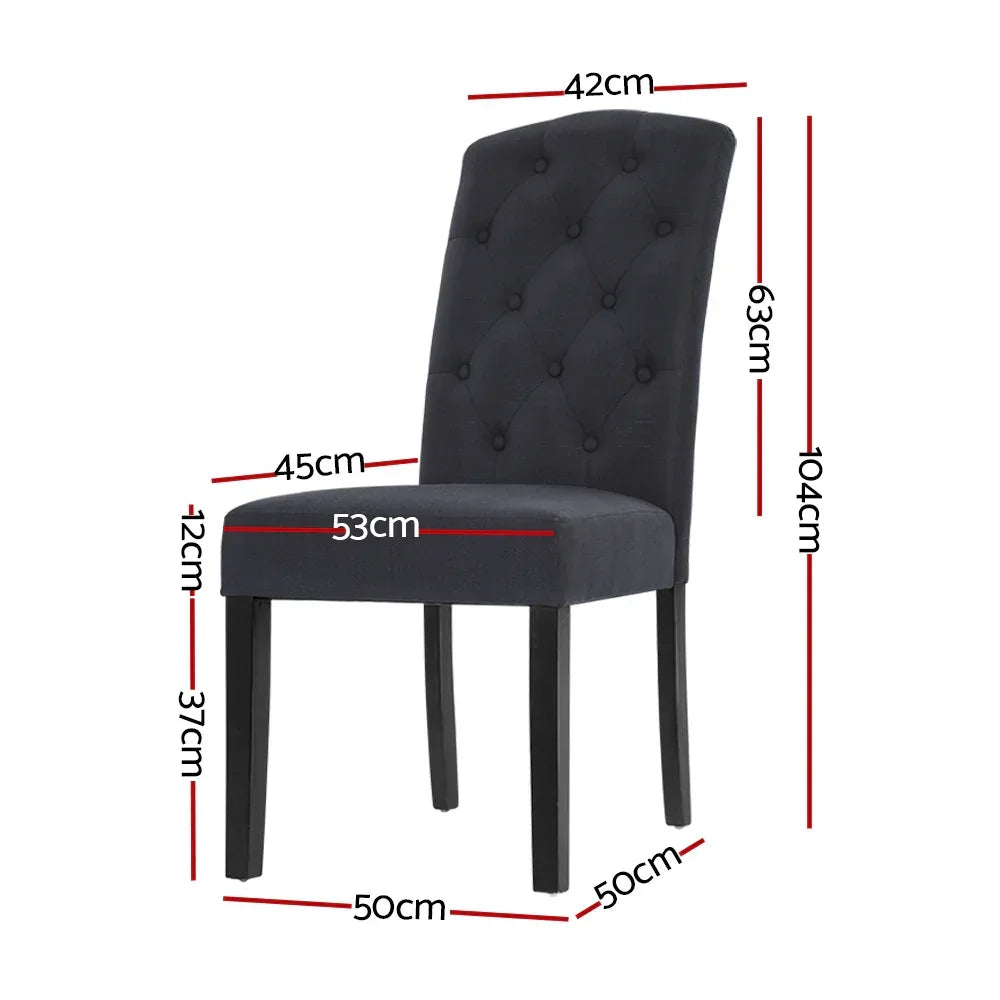 Dining Chairs Set of 2 Linen Parsons Chair Dark Grey - Flea Market
