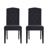 Dining Chairs Set of 2 Linen Parsons Chair Dark Grey - Flea Market