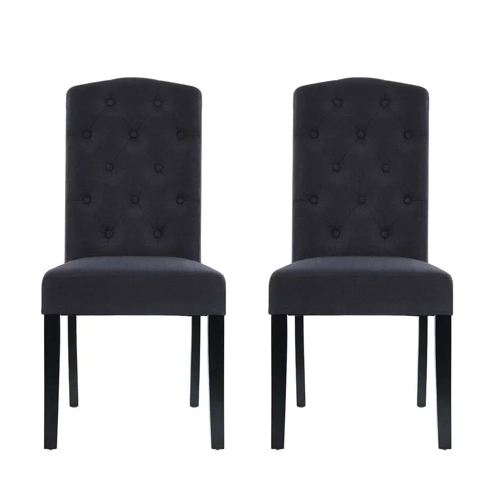 Dining Chairs Set of 2 Linen Parsons Chair Dark Grey - Flea Market