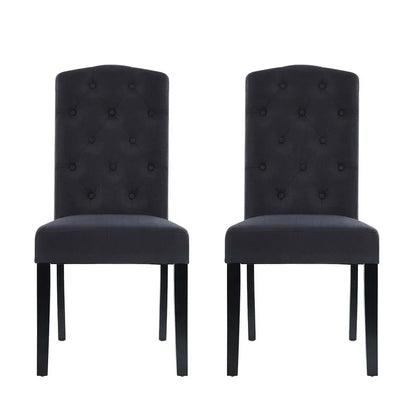 Dining Chairs Set of 2 Linen Parsons Chair Dark Grey - Flea Market