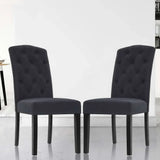 Dining Chairs Set of 2 Linen Parsons Chair Dark Grey - Flea Market